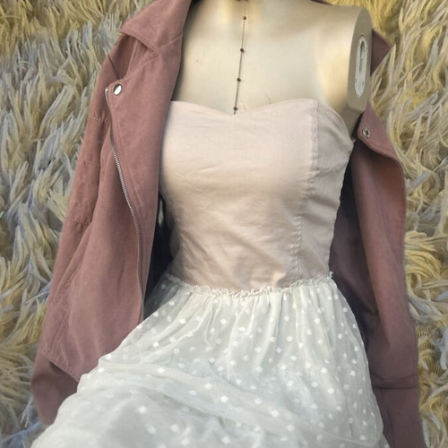 Pink and white dress