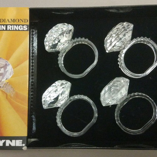 Napkin rings used, 2 sets of 4 pieces, acrylic, Jubilee brand