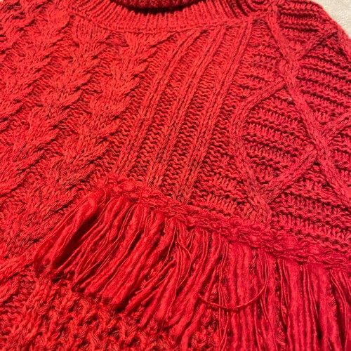 Mixed wool knitted cape Next red like new