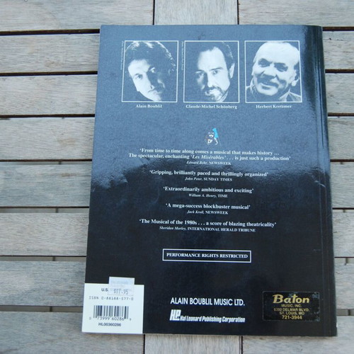 Les Misérables sheet music piano and vocal like new