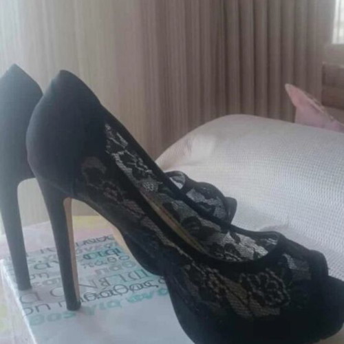 Women's black pumps, 12 cm heel