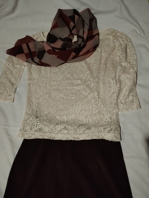 Rococo lace top with brown skirt set like new