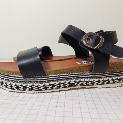 Leather black platform sandals size 38 like new
