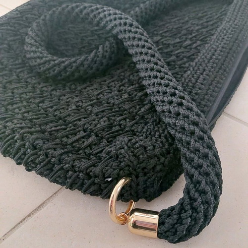 Handmade crossbody knitted bag new, black with gold details