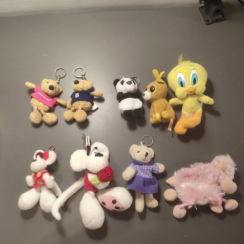 Set of 9 plush animal toys including Tweety and Ty