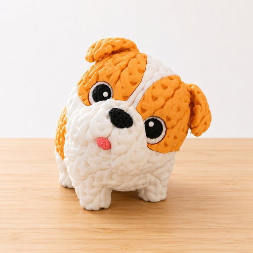 Bulldog crochet-style 3D printed figure