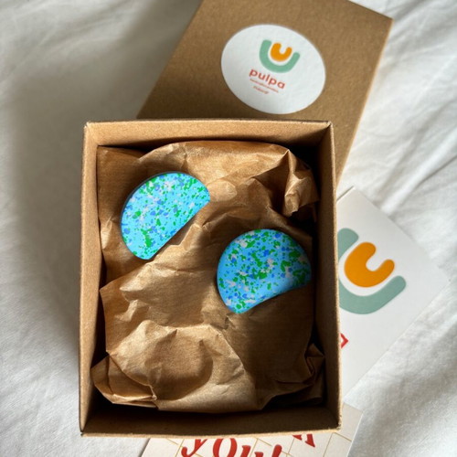 Pulpa Maris Teal polymer clay earrings new, blue