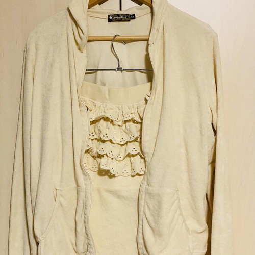 SugarFree cotton dress and hoodie set beige like new