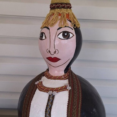 Handmade Pontic Woman Decorative Gourd