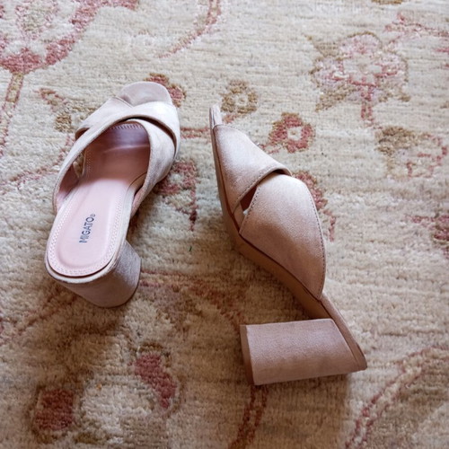 Shoes beige suede used, size 37, platform sandals