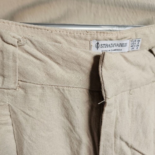 Linen παντελόνι Stradivarius μεταχειρισμένο, μπεζ, ίσια γραμμή, μέγεθος S