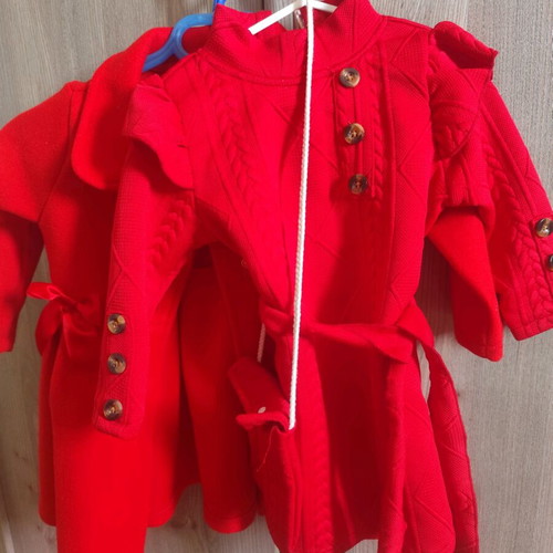 Children's set dress/coat like new, red, size 2-3 years