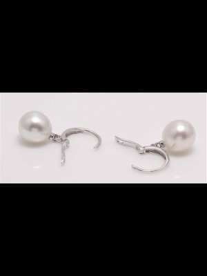 Pearl earrings exclusive 14K white gold with South Sea pearls 9x10mm new