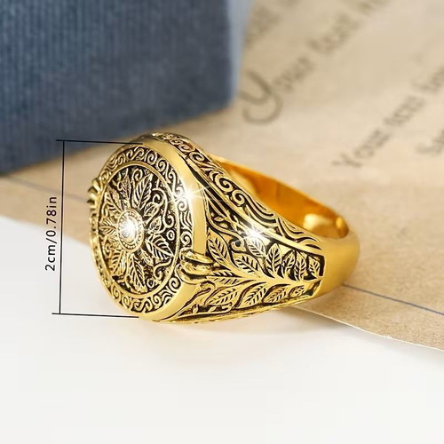 Retro fashion men's ring new, bronze color with leaf design