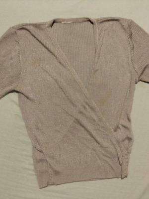 Wrap blouse used, grey, short sleeves, size M