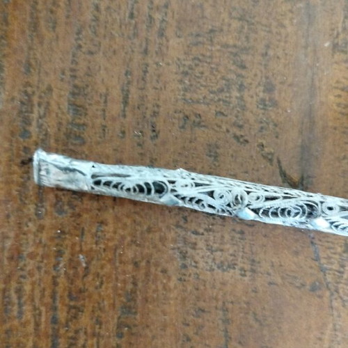 Antique Silver Smoking Pipe Mouthpiece like new, filigree 925 silver