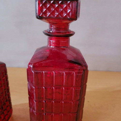 Decorative red glass pitchers and vases like new