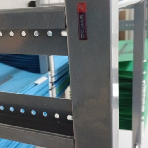 Rolling filing stand like new, aluminum with folders included
