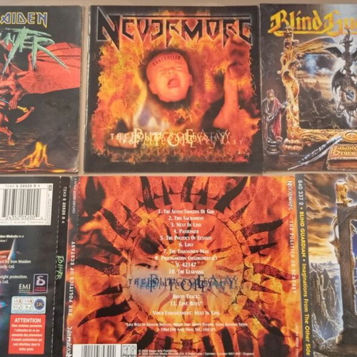 Iron Maiden Nevermore Blind Guardian booklets used, Ed Hunter Politics of Ectasy Imaginations From the Other Side