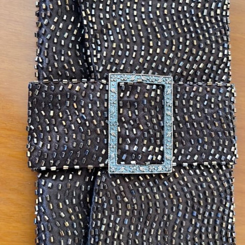 Brown evening clutch bag new, no chain, beaded