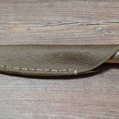 Handmade knife like new with leather sheath and spring blade