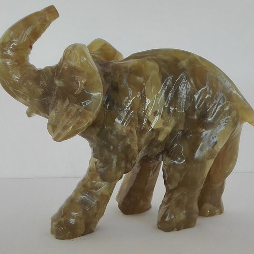 Elephant Onyx Figurine vintage, handmade, used, 22cm, 2.7kg