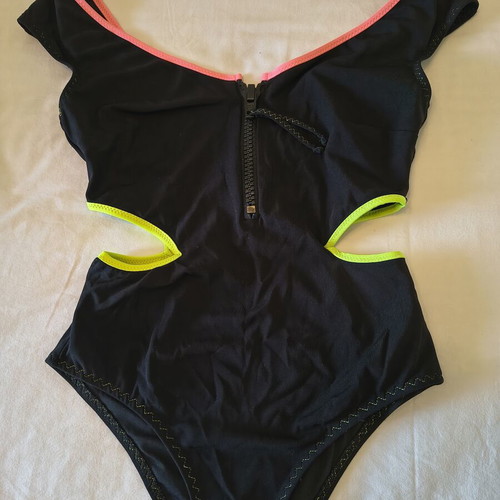 Zara swimsuit small-medium 38 like new, black with fluorescent details
