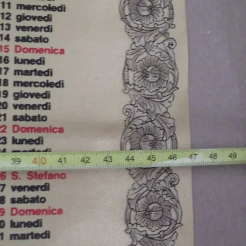 Italy Vintage 1974 Silk Wall Hanging Calendar used