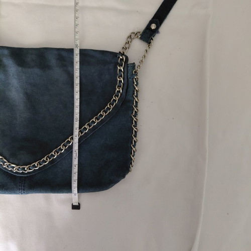 Zara leather suede crossbody bag used, blue raf color