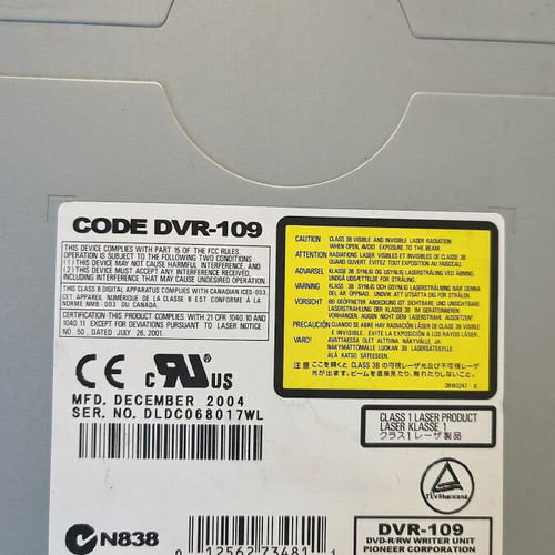 Pioneer DVR-109 DVD recorder, used