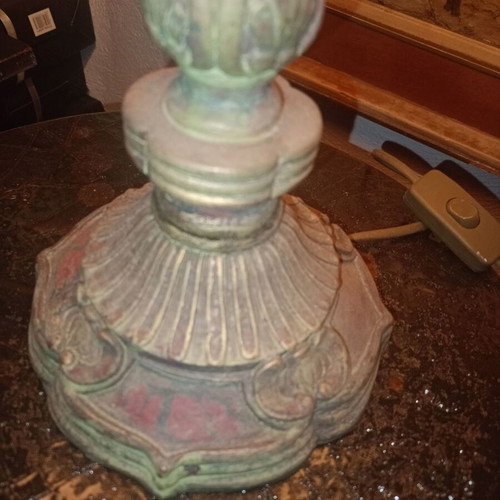 Retro lamp like new with embroidered shade