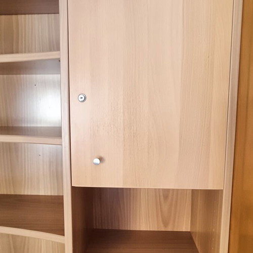 Neoset desk and bookshelf used with LED light