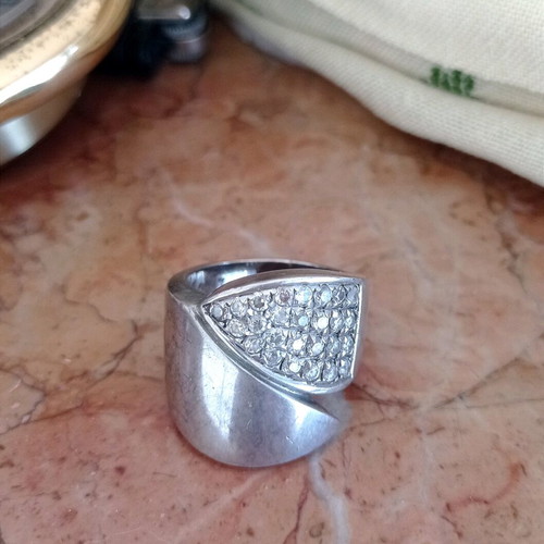Vintage 80s silver 925 ring used with zircon