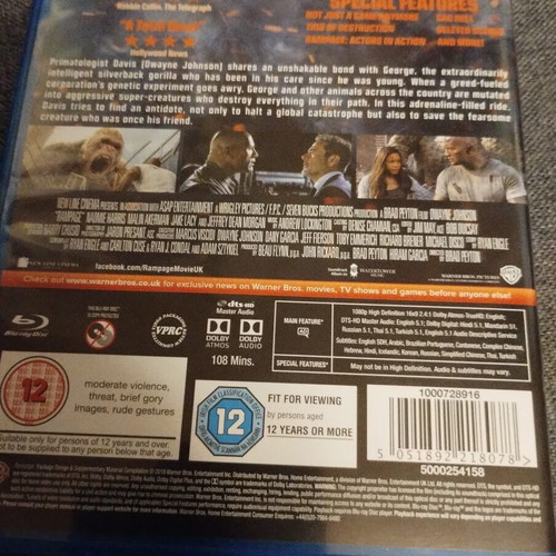 Rampage Blu-ray like new with subtitles in multiple languages