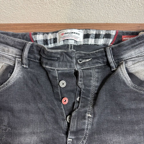 Brokers men's denim jogger size 30 black/grey with rips
