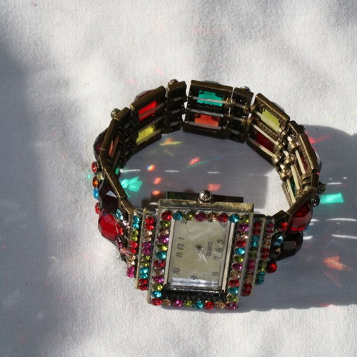 Antique diamond watch with zircon crystals new