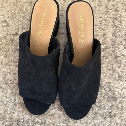 Christian Siriano women's mules like new, black faux suede, size 39