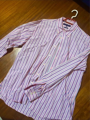 Tommy Hilfiger vintage shirt used, men's XL, blue and pink
