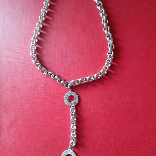 Silver necklace Joker with thick chain and question mark pendant like new