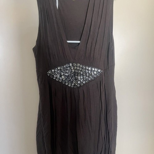 YUKA dress medium large brown like new with embroidered stones