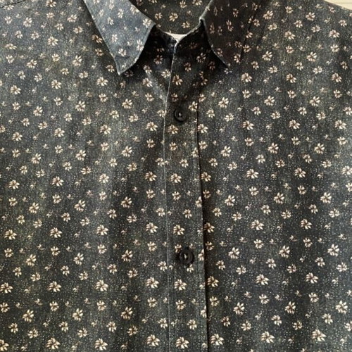 Men's floral print cotton shirt XL like new, black slim fit