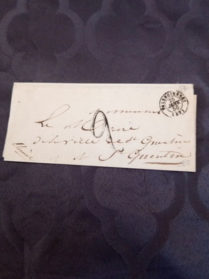 French letter from 1850 used with two clear postal stamps