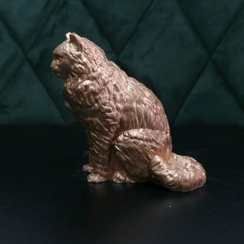 Plaster cat figurine new in gold color