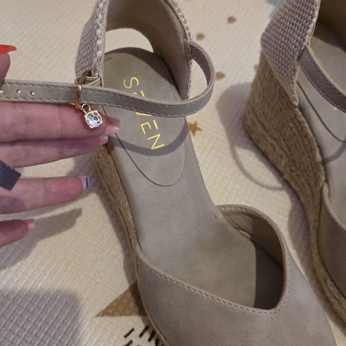 Seven summer women's espadrille-style platform sandals like new, beige, size 37