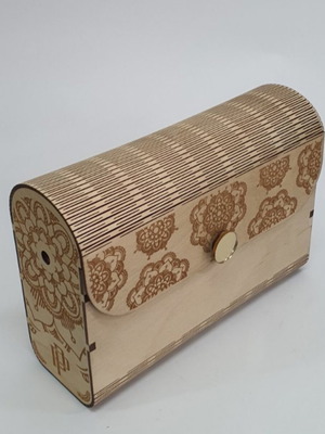 Handmade wooden bag with strap and customizable engraving