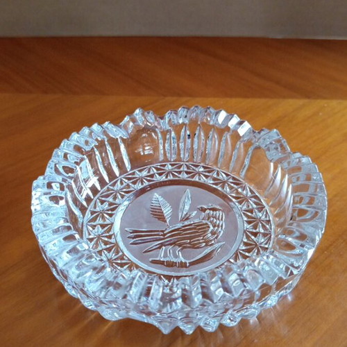 Hofbauer Byrdes vintage lead crystal fondue pot and bowl/ashtray set