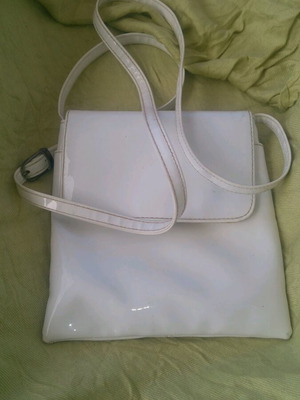 Τσαντάκι χιαστί λευκό μεταχειρισμένο La Redoute Collections με αποχρωματισμό