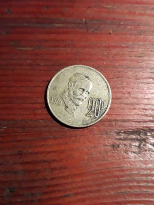 20 centavos 1975 μεταχειρισμένο, λάθος κτύπημα κέντρου Μεξικό