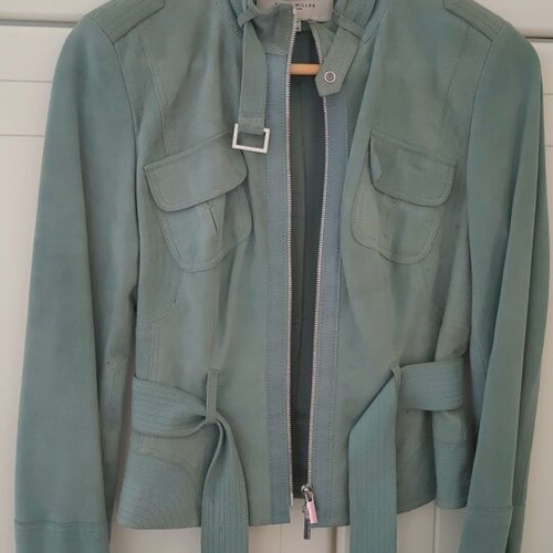 Karen Millen suede jacket used, turquoise, size M
