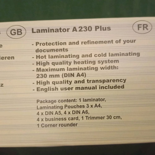 Olympia Laminator and Cutter A 230 Plus 4 in 1 Set new, sealed